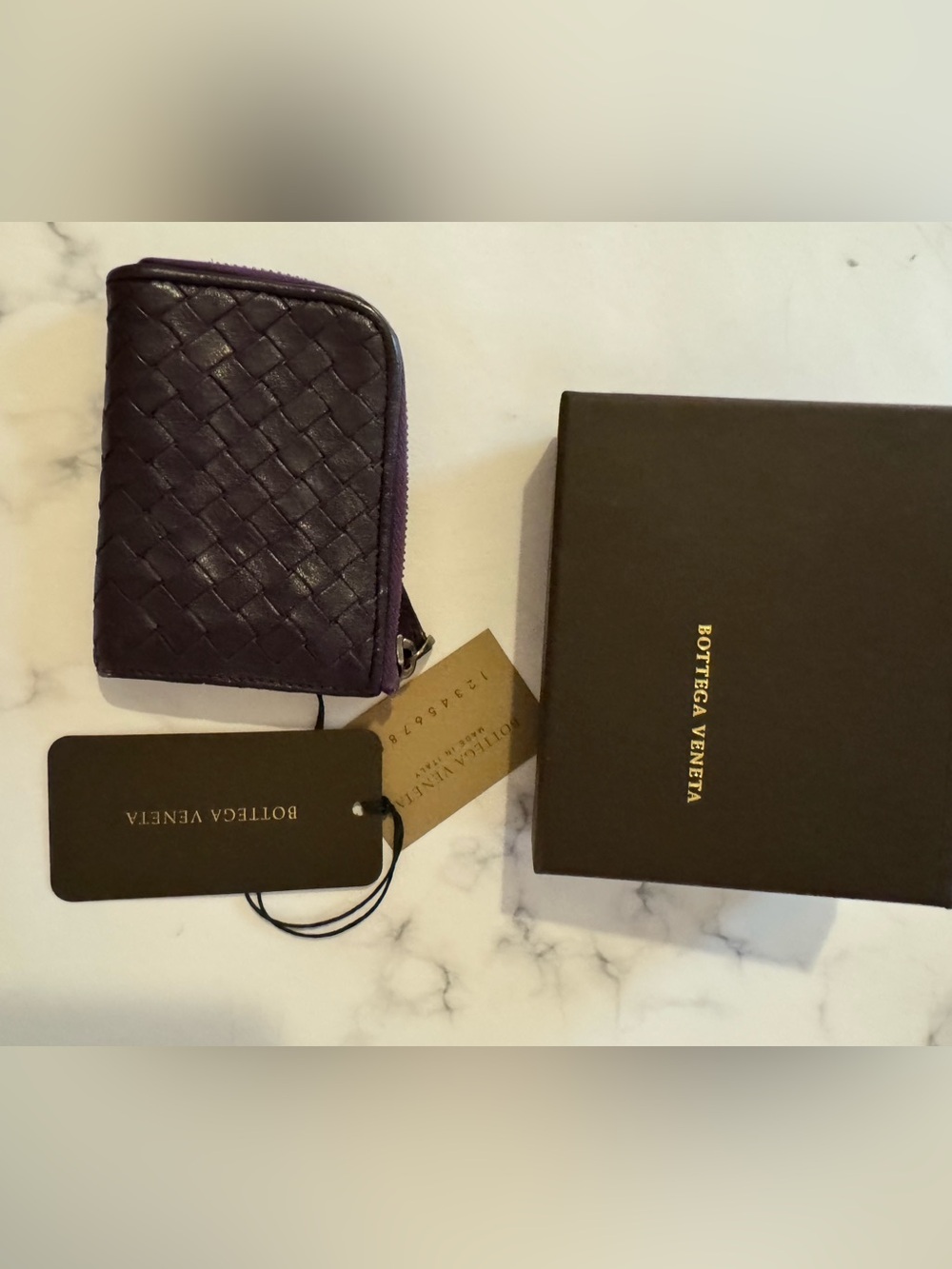 Bottega Veneta key case nappa intrecciato Dark violet